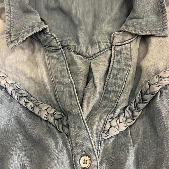 NWOT Wit & Wisdom Blouson Sleeve Western Button-Up Shirt Size Large - Picture 3 of 5